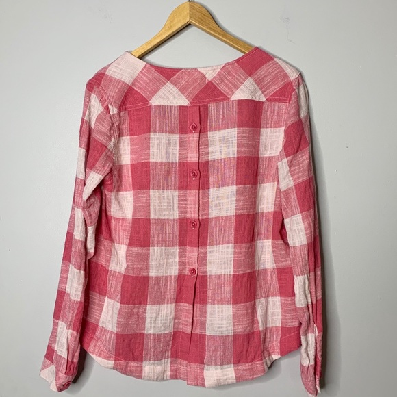 Anthropologie Cloth & Stone Plaid Gingham Top - Picture 4 of 5